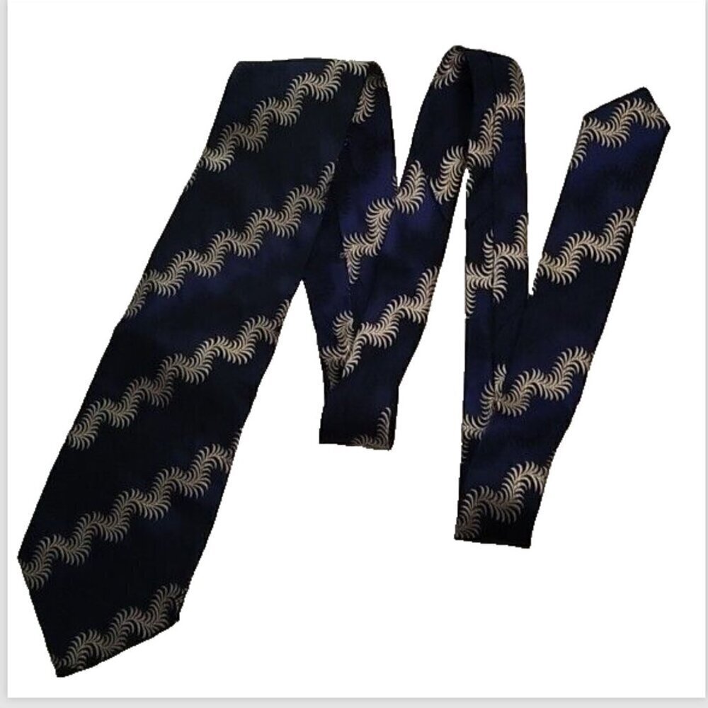 BOSS HUGO BOSS Black Label Navy Blue Grey Black Silk Tie